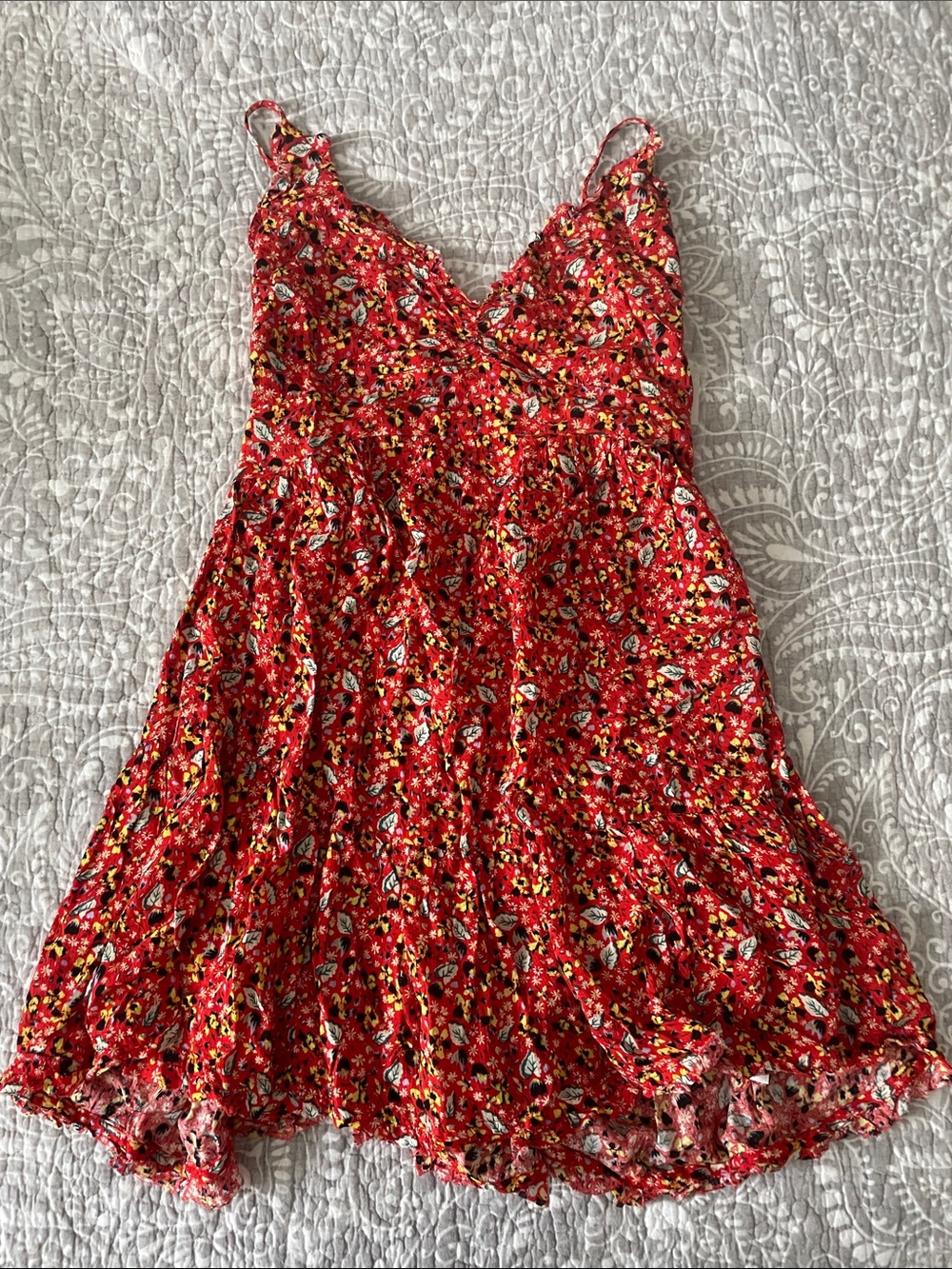 Free People, Red Floral Spaghetti Strap Sundress